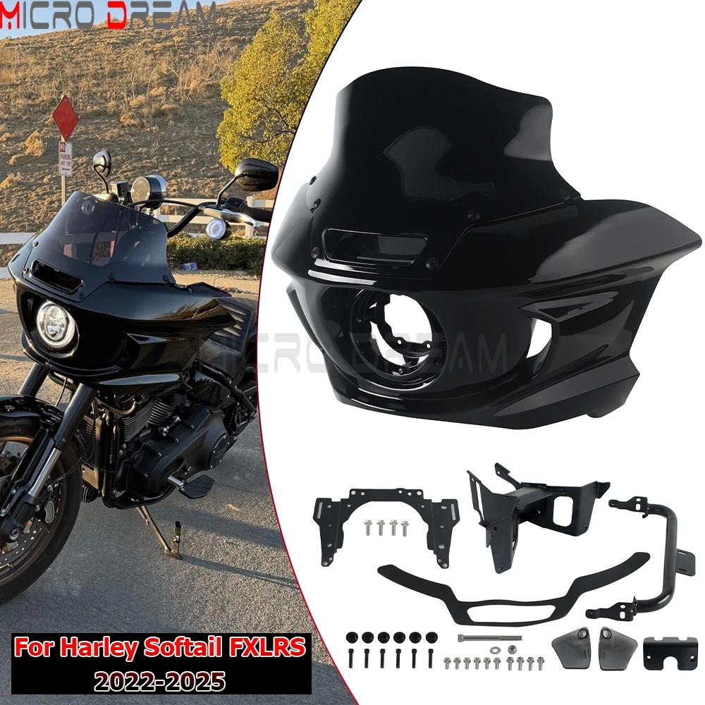 

Motorcycle Front Headlight Fairing Kit Head Lamp Cowl W/ Bracket Windshield For Harley Softail Low Rider S 117 FXLRS 2022-2025