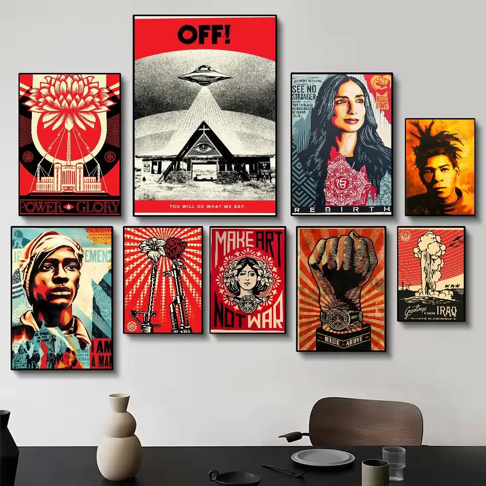 Abstract Shepard Fairey Poster Self-adhesive Art Waterproof Paper Sticker Coffee House Bar Room Wall Decor
