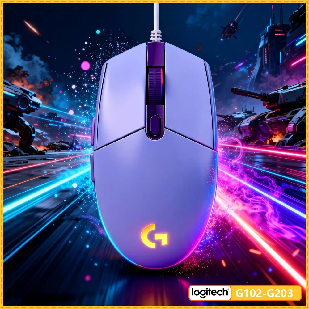 Logitech G102 Gaming Mouse, HERO Sensor 8000 DPI, 1000Hz Polling, RGB Lighting, Ergonomic Grip For Long Hours