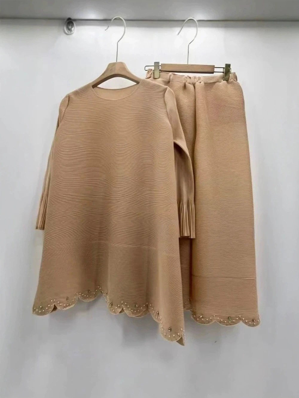 플러스 사이즈 여성용 투피스 상의, 루즈핏 크롭 팬츠, 플리츠 슬리밍 슈트, 아프리카 및 유럽 스타일-GZXX1018