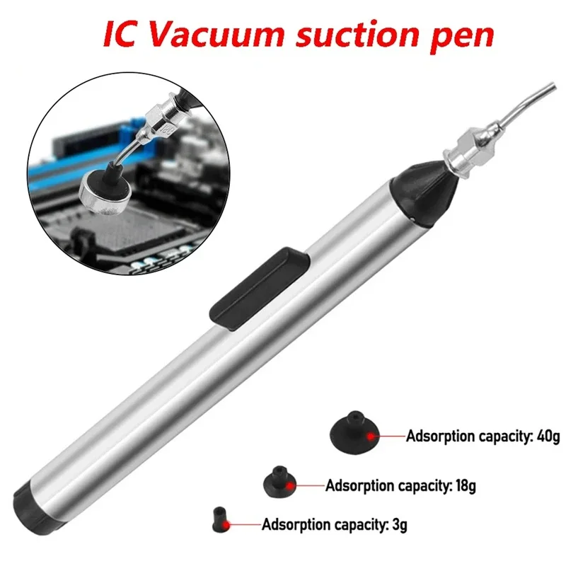 Manual Vacuum Suction Pen Kit 3 Nozzles SMD IC Extractor Chip Remover Tool for Phone PCB Repair Replace Tweezers