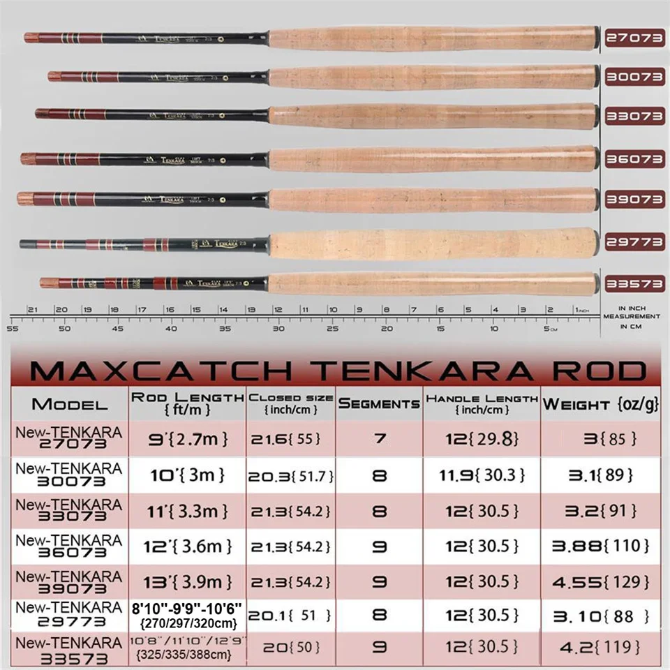 MAXIMUMCATCH New Tenkara Fly Rod 9-13ft Telescopic IM10 Carbon Fiber Ultra-Portable Fly Fishing Rod