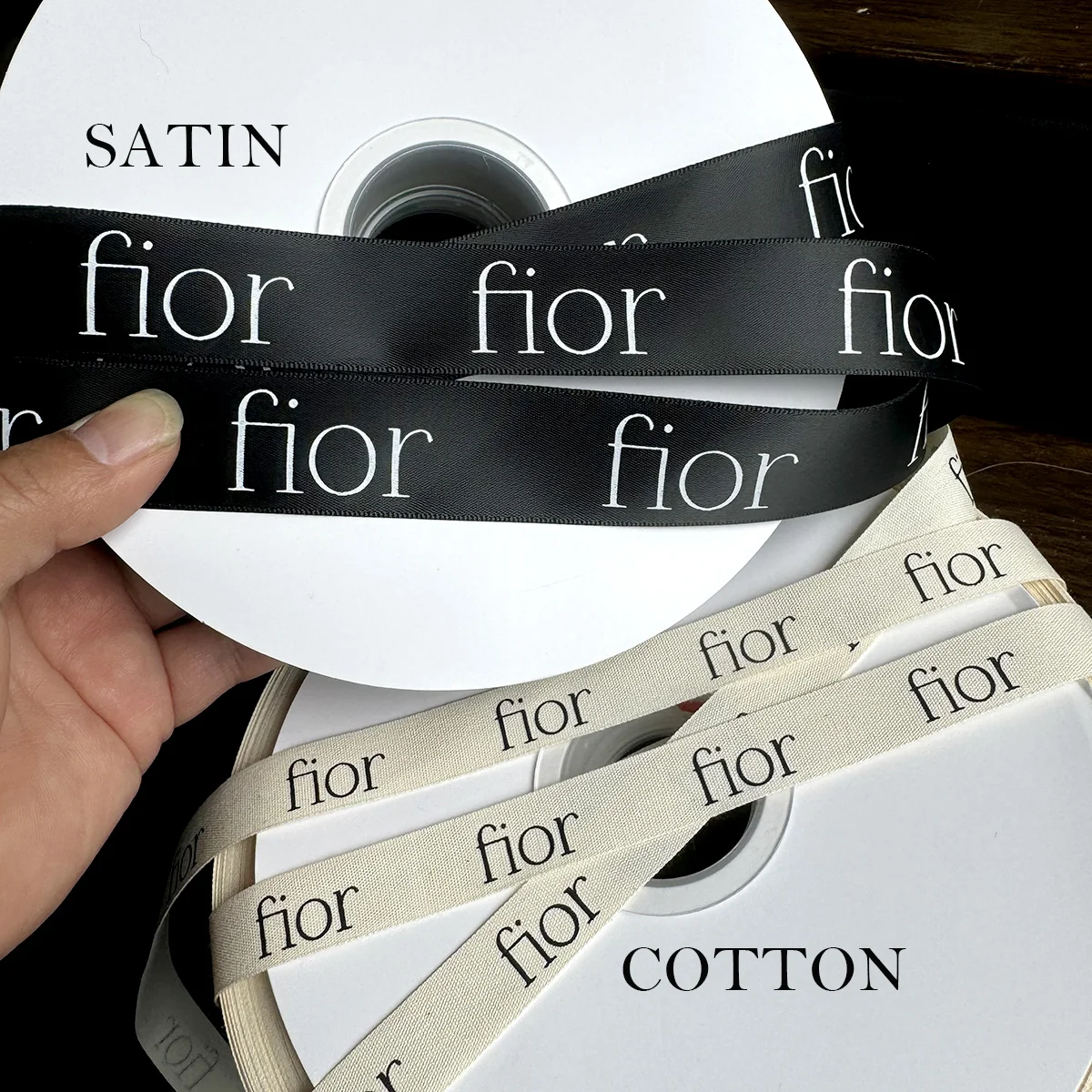 Satin & Cotton Ribbons 100Yards Custom Printed LOGO Gift Packaging 10mm~25mm