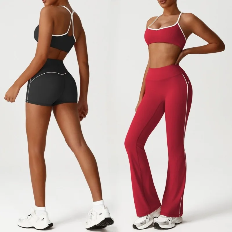 

Women's Seamless Yoga Set - Color Block Naked Feel Backless Bra & High-Waisted Booty-Lifting Leggings Gym Running Workout Outfit