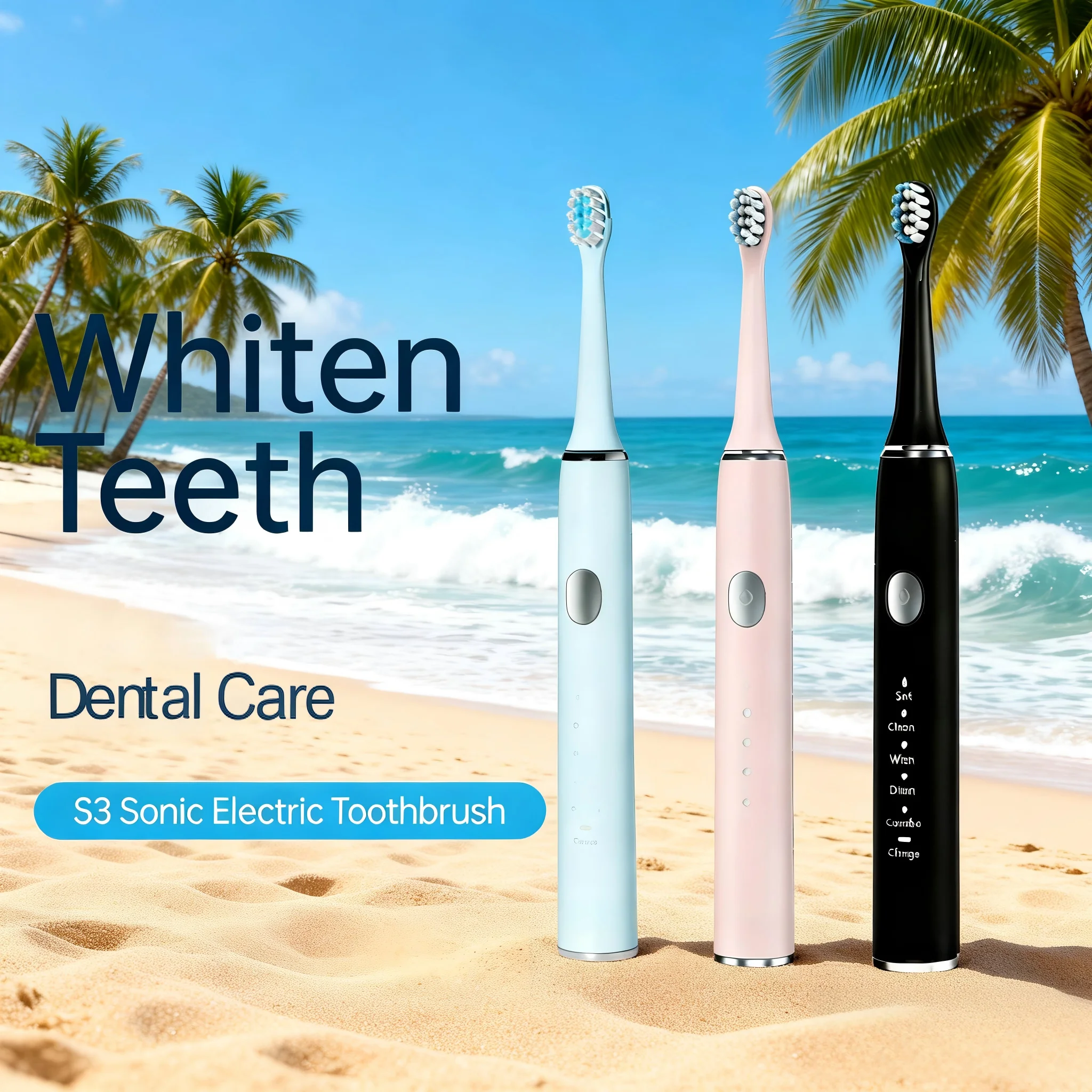 Sonic Electric Toothbrush 4 Brush Heads for Adults IPX7 Waterproof DuPont Brush Head USB Rechargeable High Frequency Cleaning