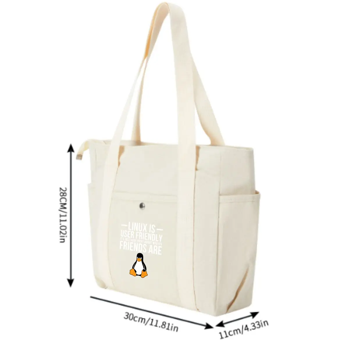 Linux Penguin Tech Open - Source Humor Design Lightweight Multi-Pocket Shoulder Bag Versatile Shopping Crossbody