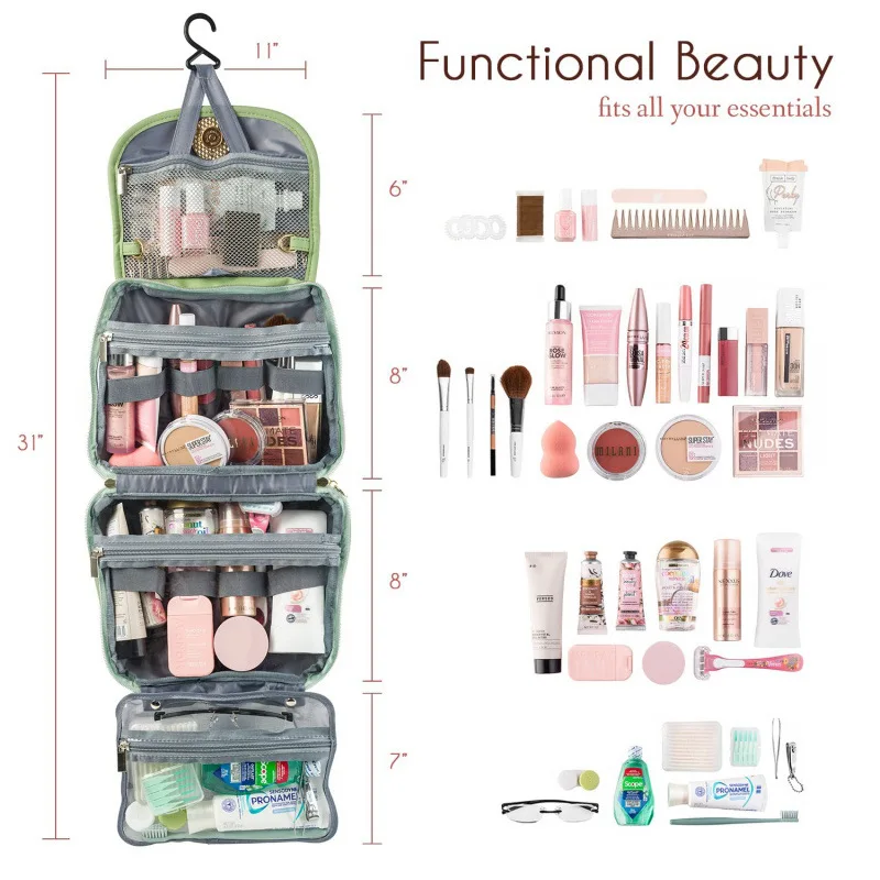 Waterproof Toiletry Bag Hanging Travel Organizer for Women Multifunctional Makeup Cosmetic Case for Toiletries Accessories