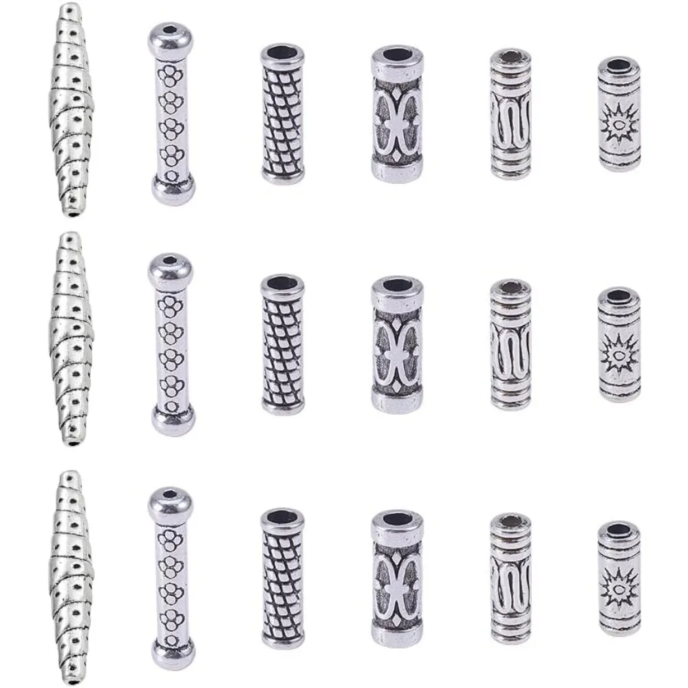 1 Box 120 Pcs Vintage Alloy Tube Spacer Beads, Metal Column Loose Beads DIY Crafting Connector Accessories for Bracelet