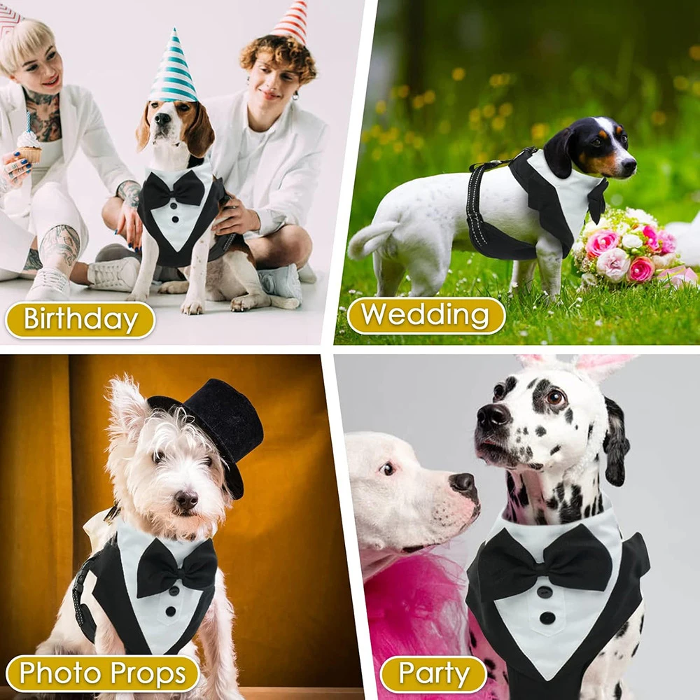 Hochzeits-Hundegeschirr im Smoking-Stil mit Fliege, verstellbare, atmungsaktive Weste mit D-Ring, kein Ziehen, für kleine und mittelgroße Hunde – Detail 20