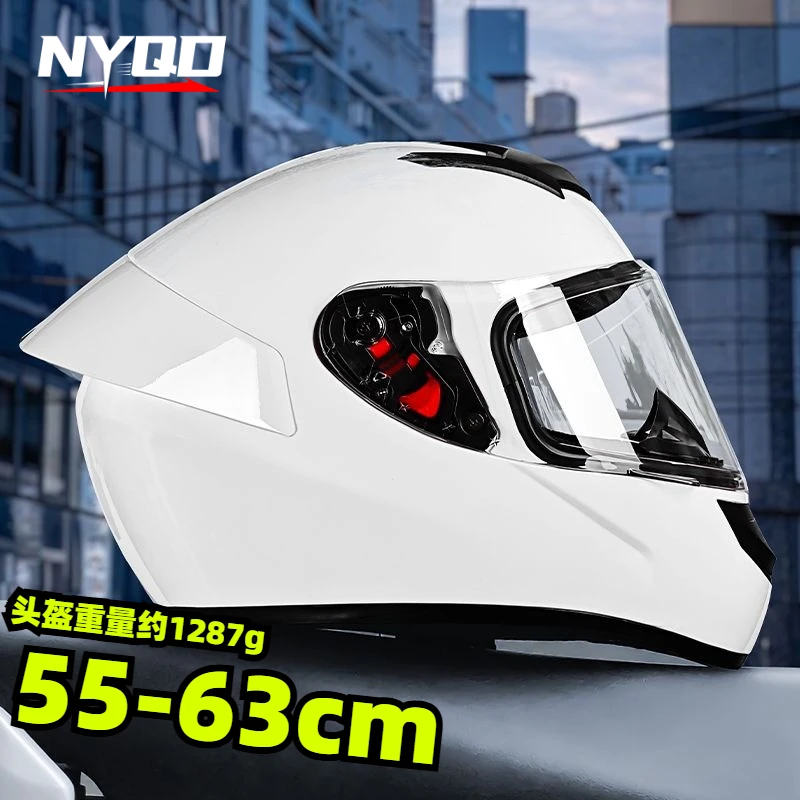 Motorrad-Integralhelm, großer Spoiler, 4-Jahreszeiten-Universal-Sicherheitshelm für Männer und Frauen, Moto-Bike-Rennschutzausrüstung