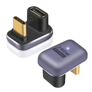 맥북 PC 휴대폰 태블릿용 U 모양 USB4 어댑터, 180 도 각도 C타입 익스텐더 커넥터, 지지대 8k 비디오 디스플레이, 240W, 40Gbps