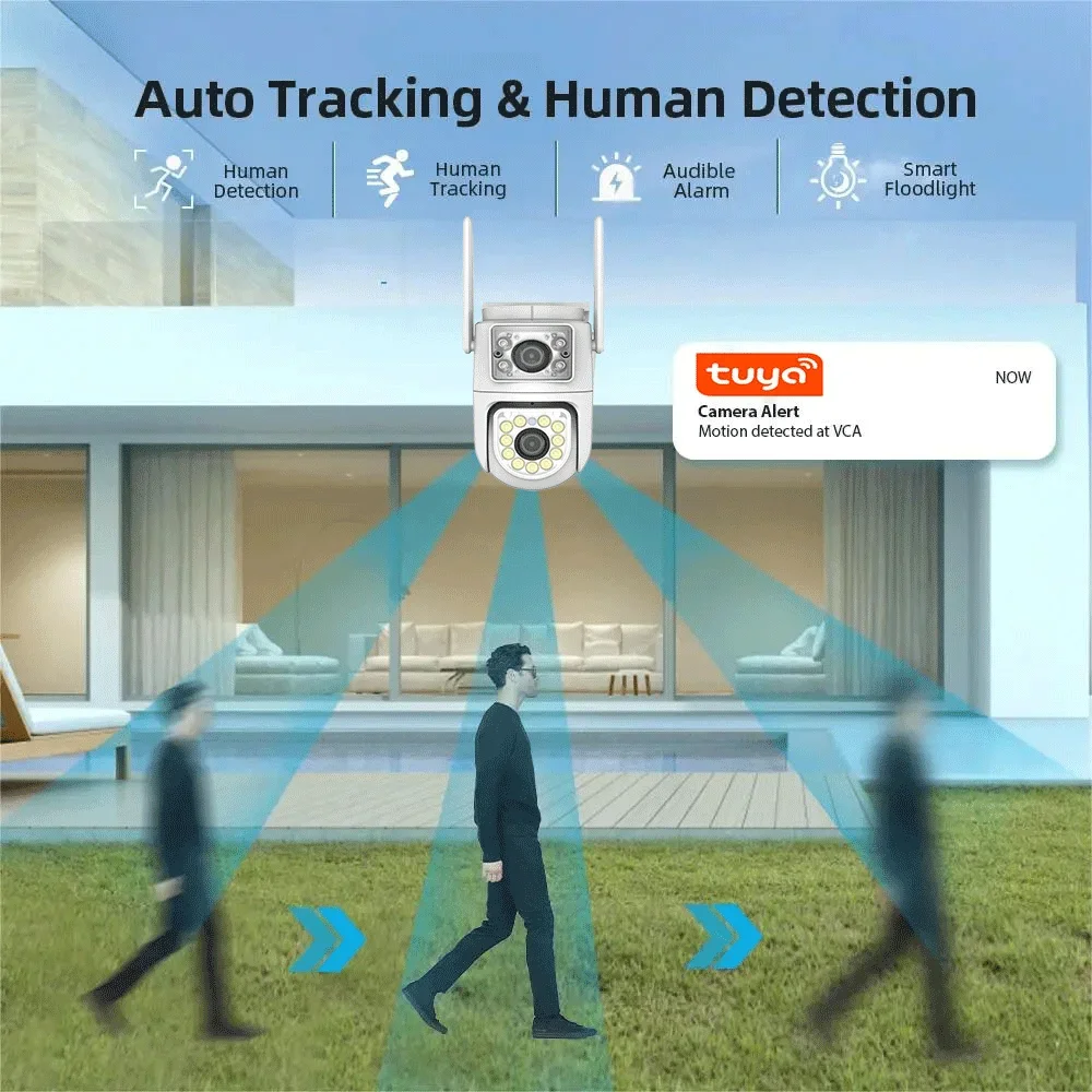 10MP double objectif 5G Wifi Tuya caméra PTZ extérieure 4K double écran Protection de sécurité caméra IP IR Vision nocturne Surveillance vidéo