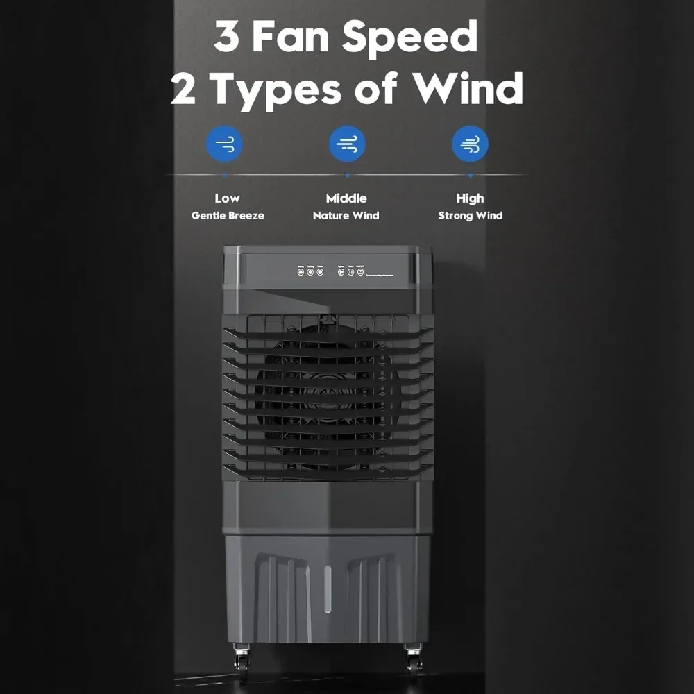 Aire acondicionado Swamp con control remoto, temporizador 2700CFM 12H, enfriador de aire evaporativo portátil 3 en 1, tanque de agua de 8,2 galones