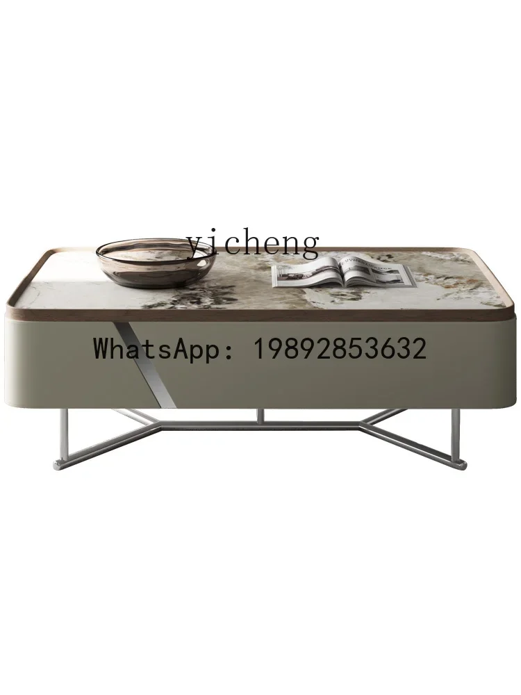 

ZZ-5 creative coffee table light luxury modern new pearl rock slab coffee table small apartment movable living room