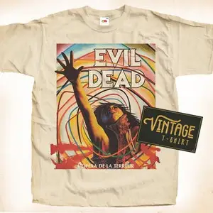 Evil Dead T shirt Tee Natural Vintage Cotton Movie Poster All Sizes