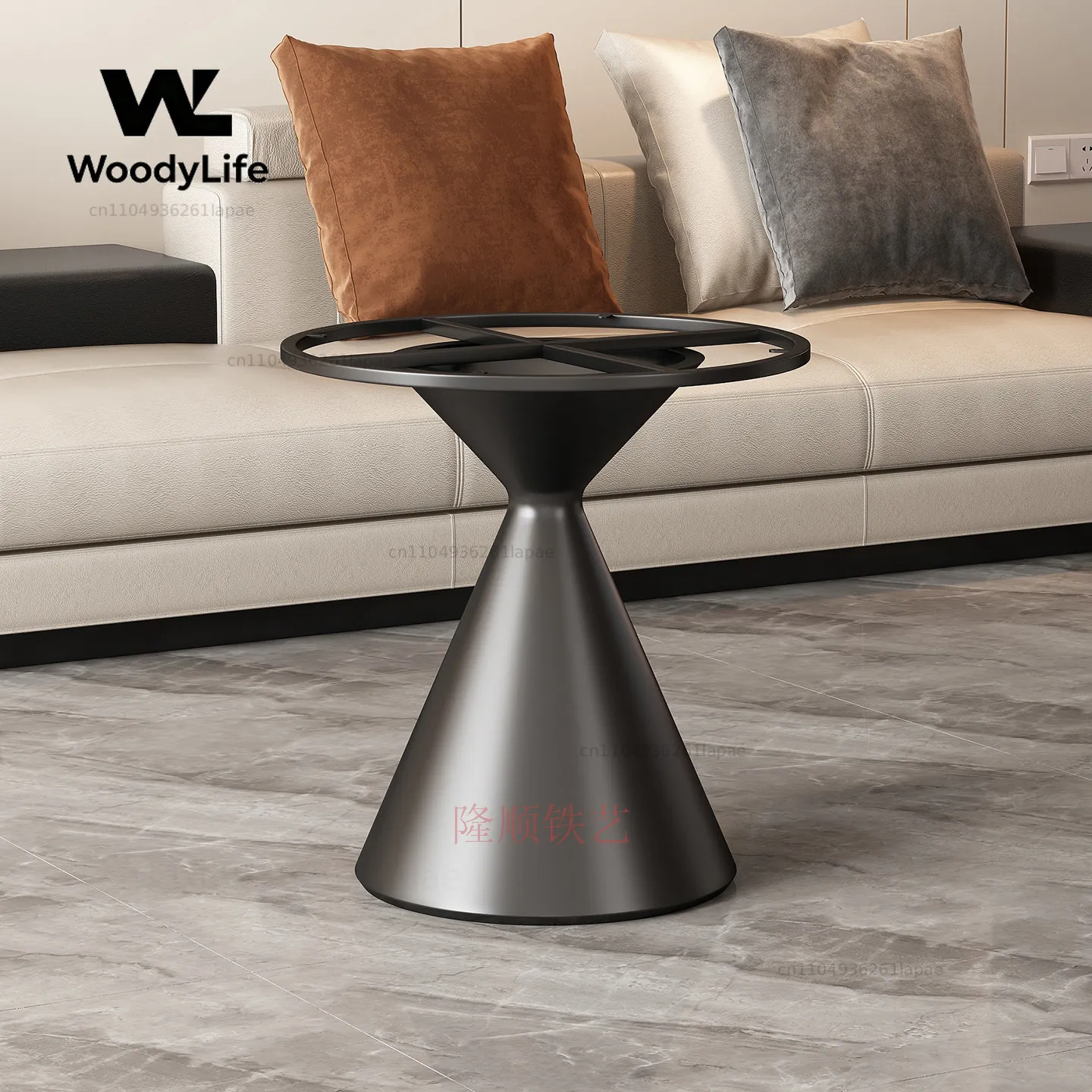 Light luxury rock slab edge few base luxury stone metal round table frame small coffee table living room table legs stainless