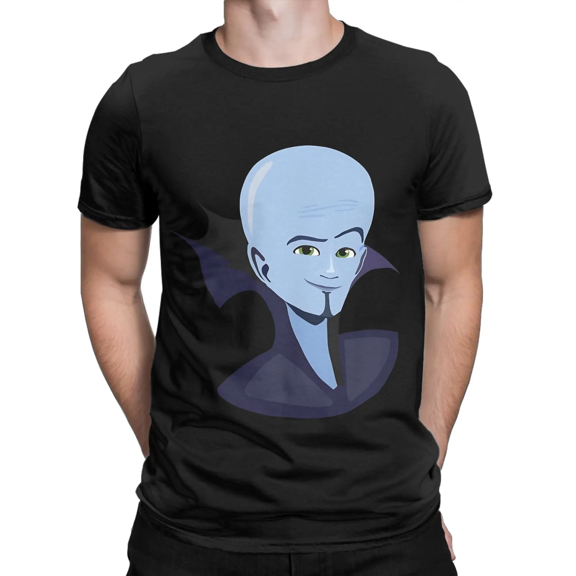 Megamind  big brain Graphic Funny 100% Cotton T-Shirt Megamind vs The dDoom Syndicate Tops Tees For Men