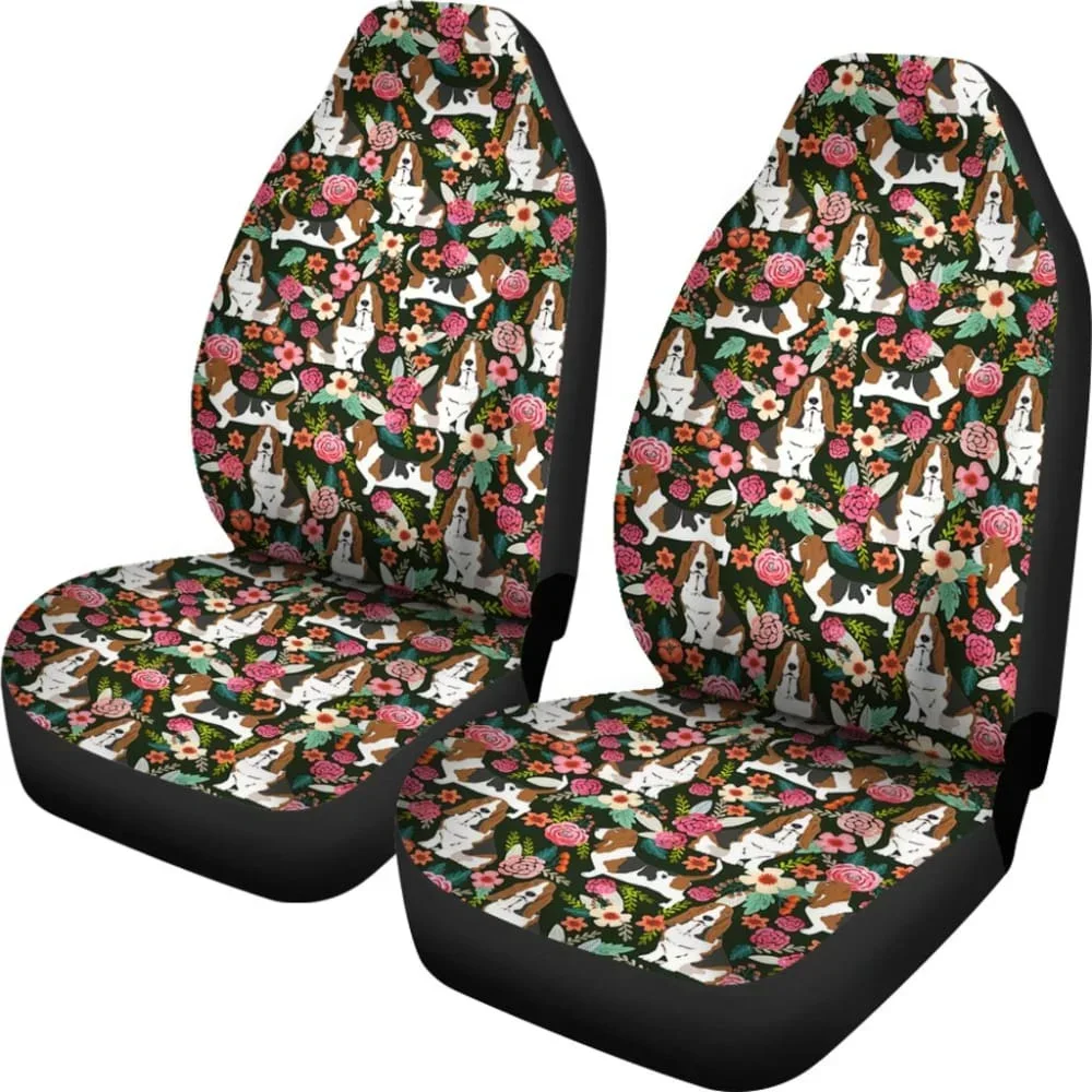 Basset Hound Dog Funny Gift Ideas Car Seat Covers 210402,Pack of 2 Universal Front Seat Protective Cover