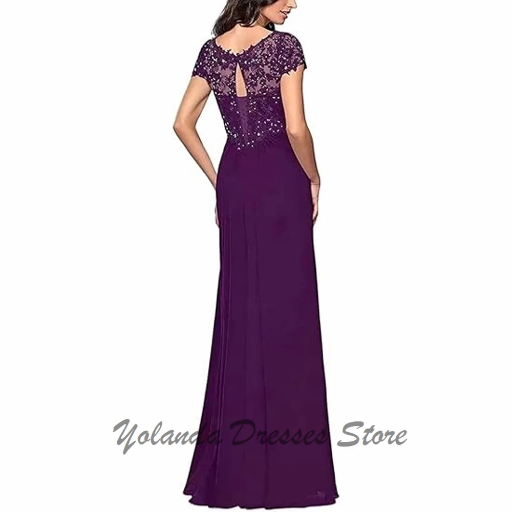 Customized Wide V Neck Mother of The Bride Dresses Appliques Lace Up Formal Evening Gown Floor Length Wedding Guest Dress 2025