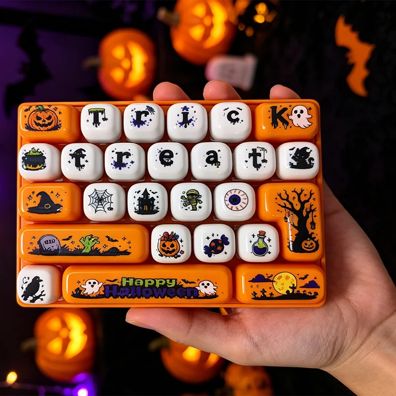 26 Tasten Halloween-Tastatur-Klicker-Schlüsselanhänger, Cartoon-Stressabbau mit Klickgeräusch, Rucksackanhänger, Partygeschenk für Erwachsene – Detail 6
