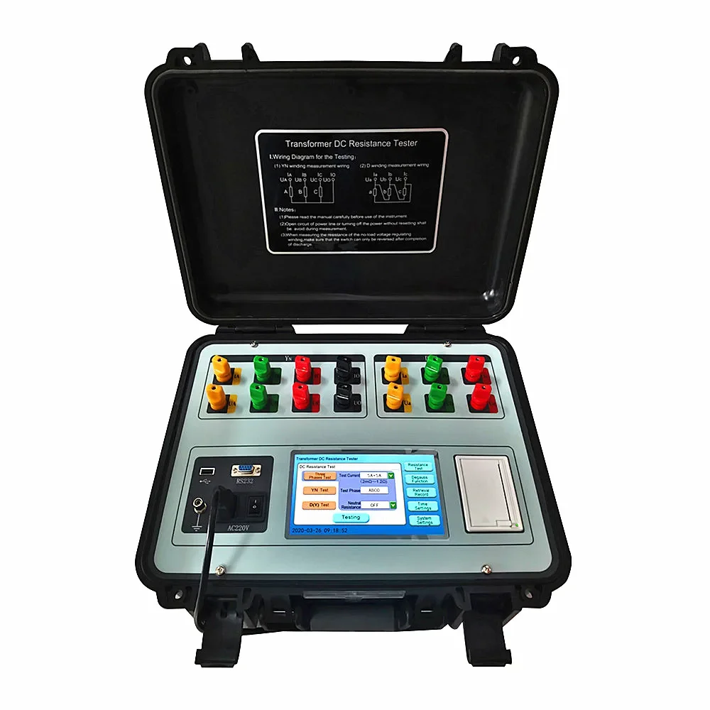 Large LCD Display High Precise 3 Three Phase 20A Transformer DC Resistance Meter Transformer Winding Resistance Tester