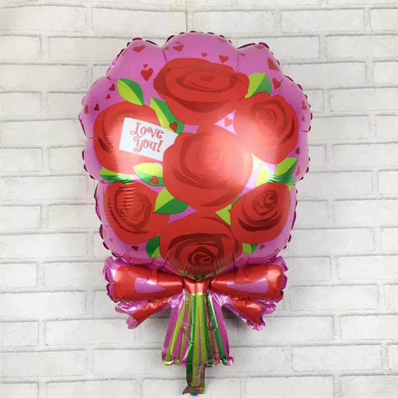 1pc LArge Flower Foil Balloon Aluminium Foil Ballon Party Supplies Romantic Rose Bouquet Mylar Ballons for Engagement Wedding