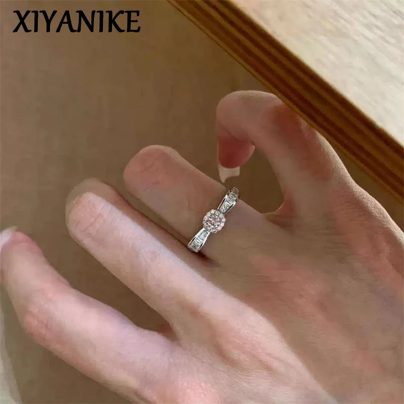 XIYANIKE Exquisite Pink Zircon Bowknot Adjustable Rings For Women Girl Sweet Fashion New Trendy Jewelry Gift Party Kольцо
