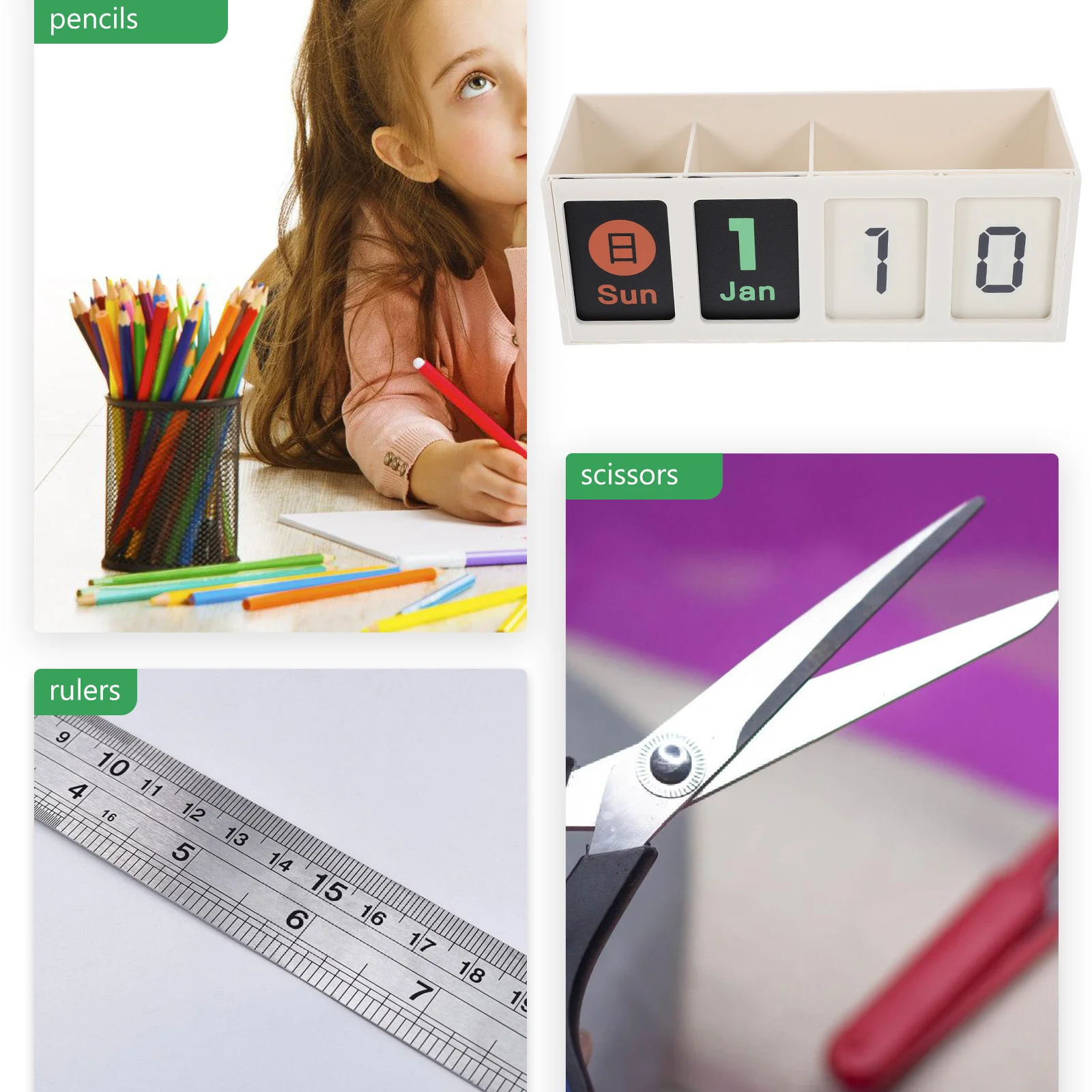 

Creative Desktop Organizer Pen Pencil Storage Holder Calendar Decor Stationery Box Table Organizer Multipurpose Container