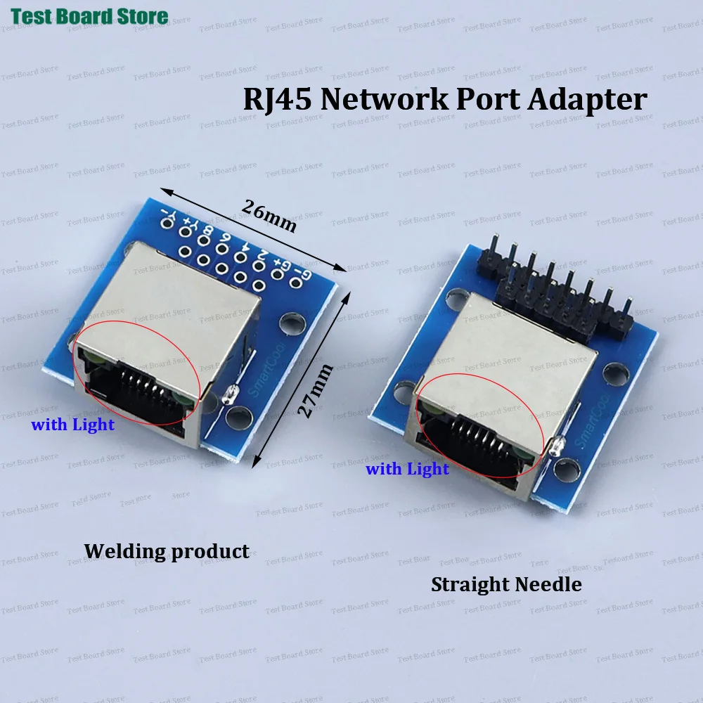 1-10Pcs RJ45 Network Port Adapter Test Board Horizontal 8P Crystal Head Female Socket Circuit Board Connector with Light