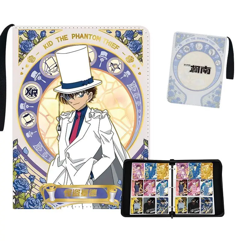 900pcs Large Capacity Detective Conan 9-grid Storage Leather Zipper Style Anime Peripheral Card Album Storage Multiple Styles