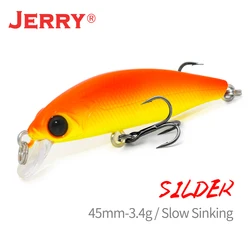 Jerry Silder Spinning Micro Jerkbait Minnow Lure Diving Plug Slow Sinking Hard Bait Artificial 45mm Fishing Pesca