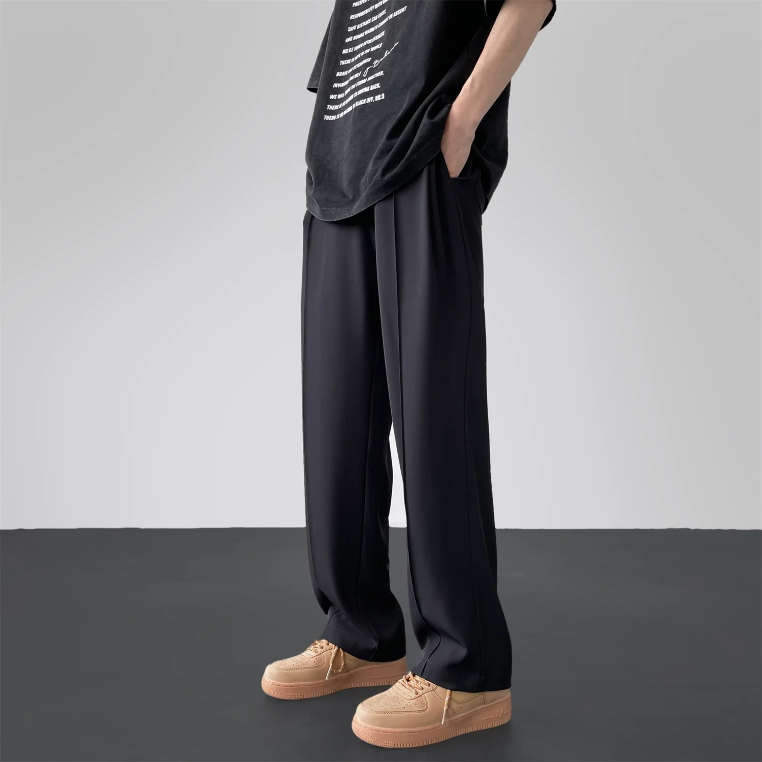 

Мужские летние брюки Bla из ледяного шелка, широкие, свободного прямого кроя, в пол, из тонкой ткани, немнущиеся, легкие в уходе