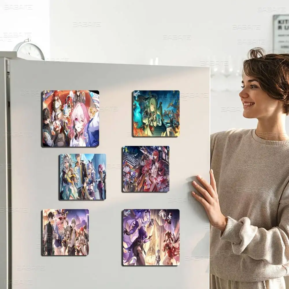 H-honkai Star Rail Anime PVC Refrigerator Magnets Heat Transfer Printing Fridge Sticker for Home Kitchen Decor