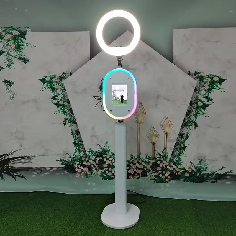 

Portable Ipad Photo Booth Shell Oval Ipad Selfie Photo Booth Easy Set up Brightness Fill in Light Photo Booth Machine