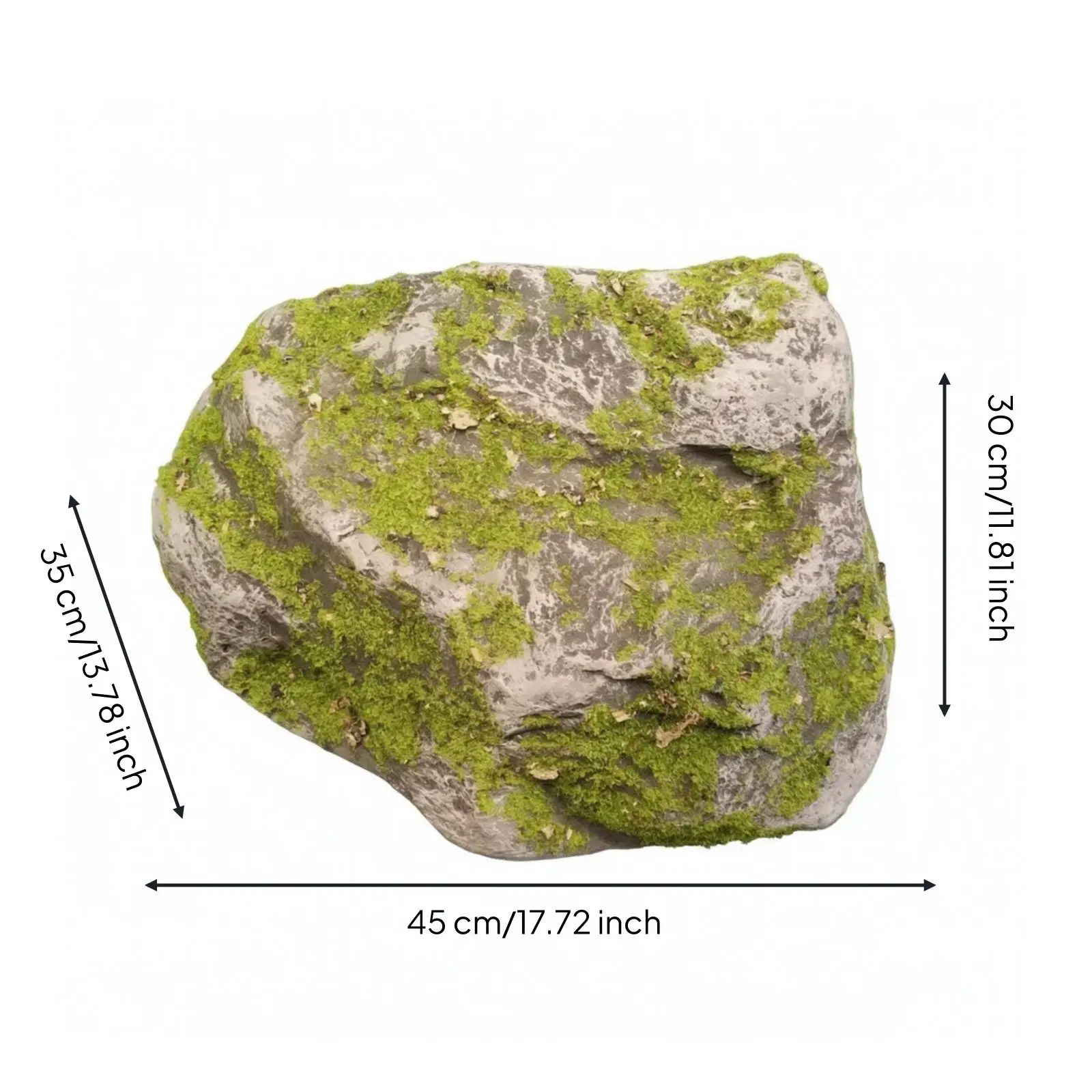 Faux Weathered Stone for Park Landscaping Lightweight PU Foam Mossy Rock with Irregular Shape and Green Accent for Display