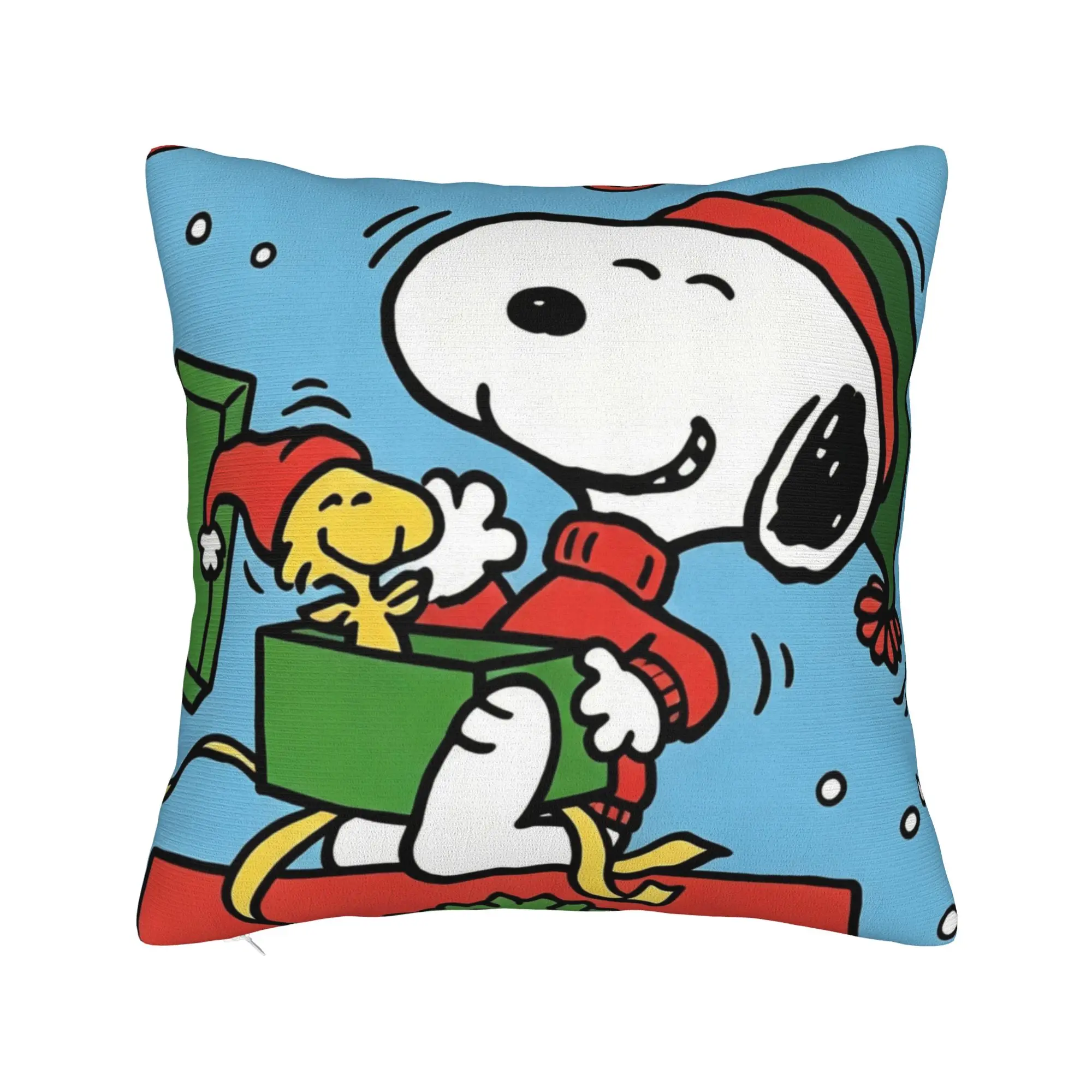 S-Snoopys Xmas  Merry Christmas Square Pillow Case  Cushion Covers Awesome Zippered Decor Pillowcase for Sofa 45x45cm