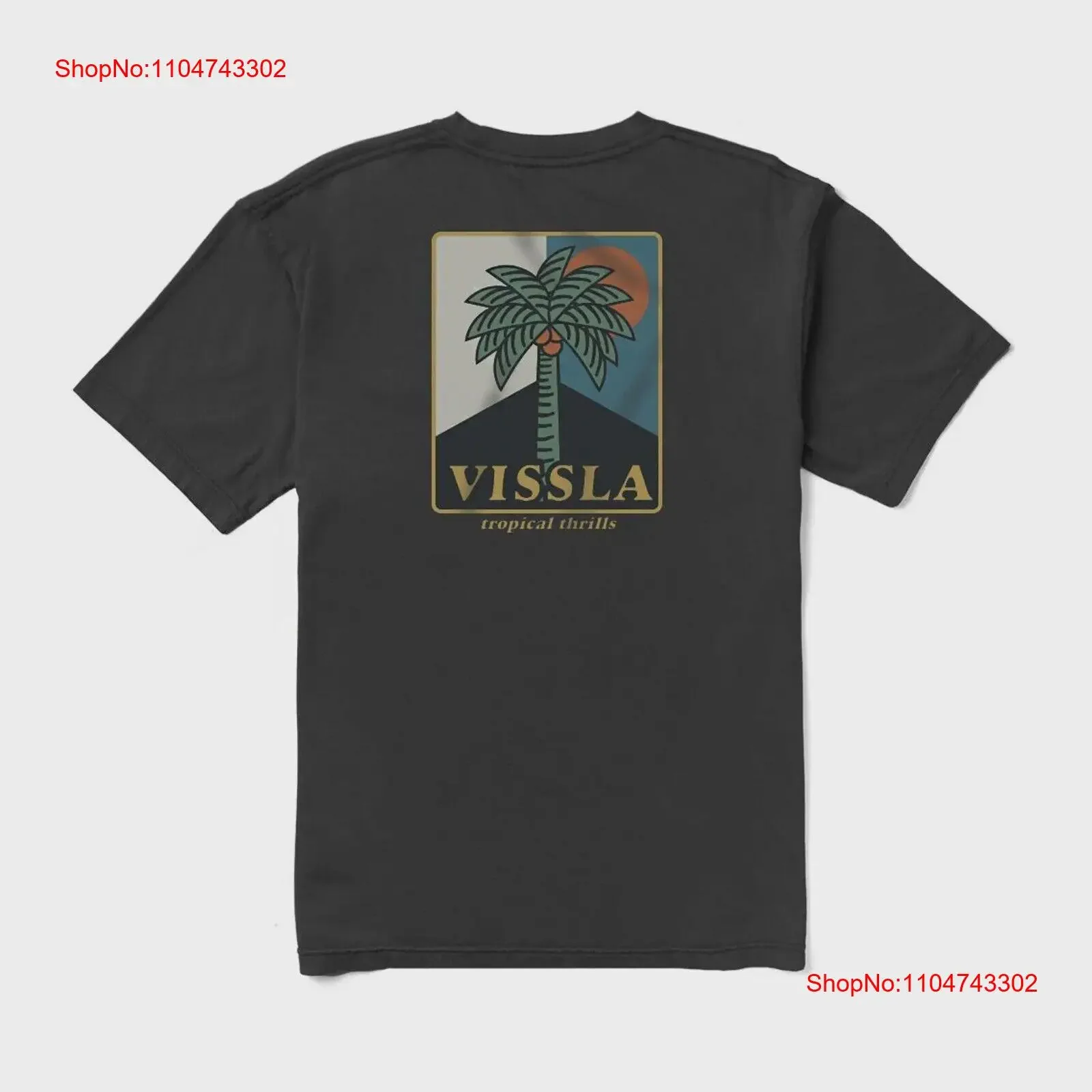 VISSLA Mens Tropical Thrills Premium Organic Pocket T Shirt Black vintage Washed Comfortable Top For Everyday Wear streetwear