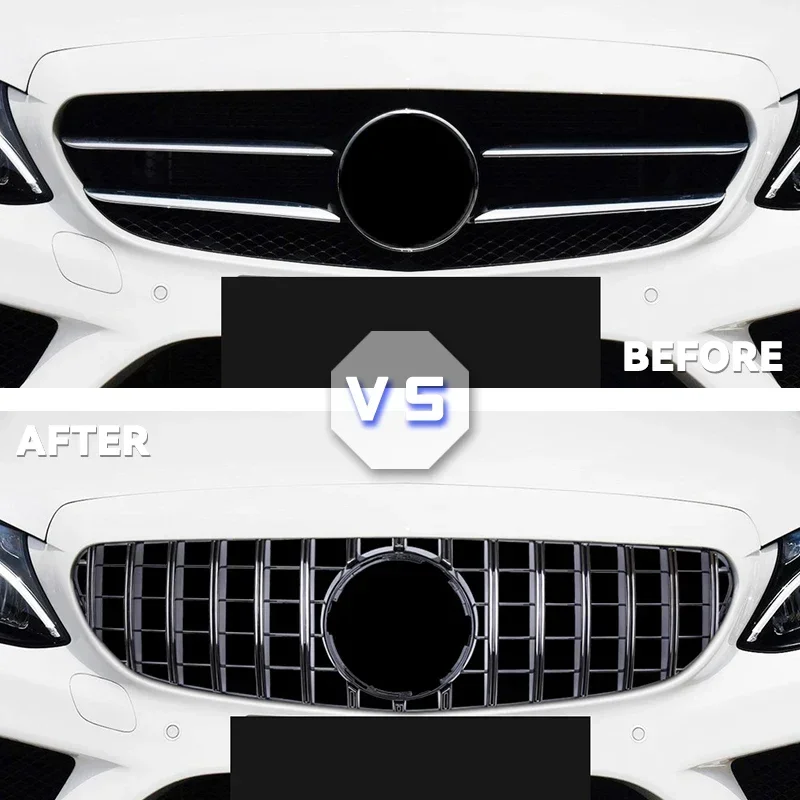 2015-2018 GT Grilles For Mercedez Bens C Class W205 Front Bumper Grille Sliver/Gloss Black Car Accessories