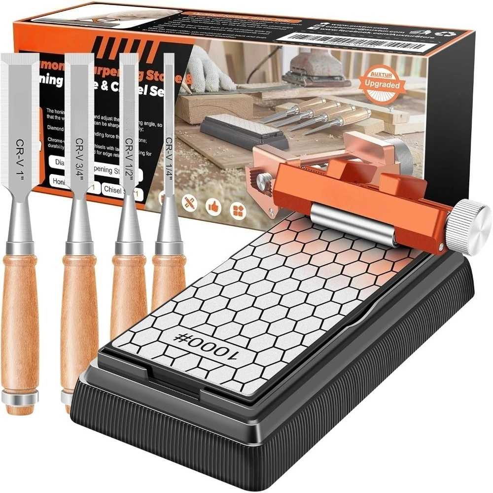 

Sharpening Stone with Honing Guide Tool,chisel set for Woodworking,Flattening Stone,Complete Sharpening System Tools