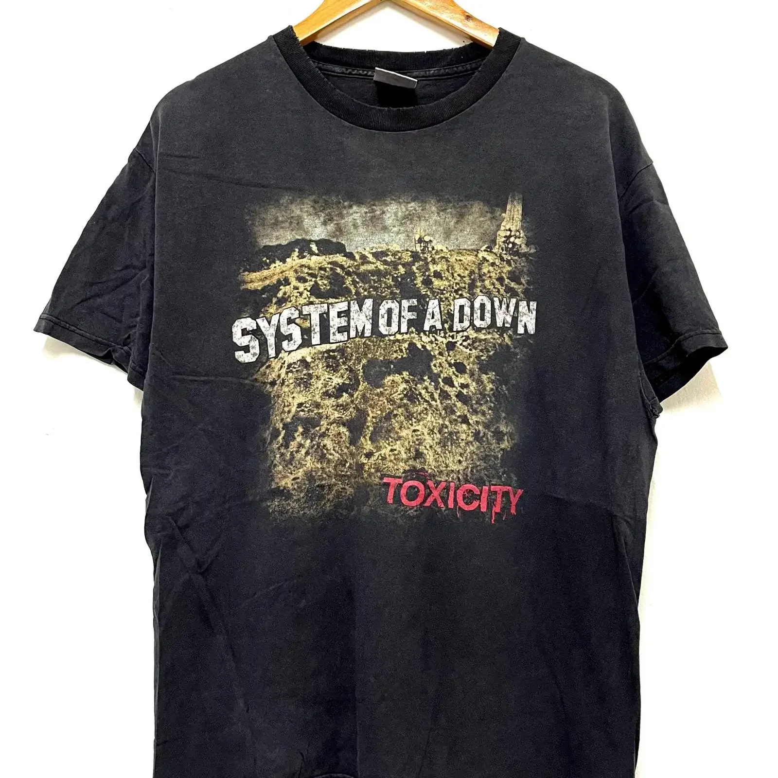 Vintage Y2K SOAD Toxicity 2001 Nu Metal Music Rap Rock Tour Albums Rare Streetwear Black L vintage Washed fashion Unisex