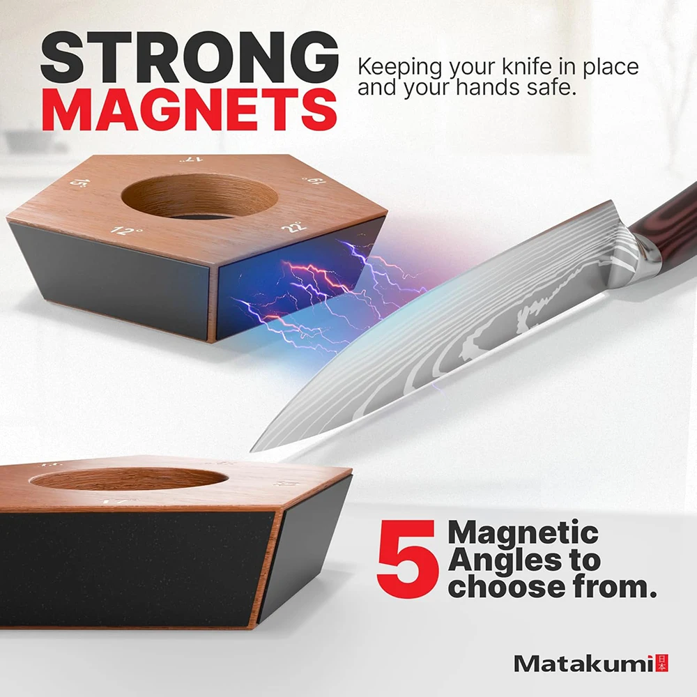 5 Angle Rolling Knife Sharpener 12/15/18/20/22° Knives Sharpeners Magnet Base Wooden Accessory Diamond Grit 240-10000# Kitchen view 4