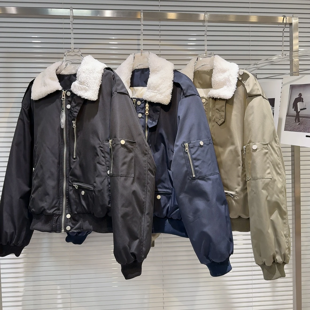 Trendy Winter Cotton Jaet Women's Warm Fce Lined Stand Collar Zipper Closure ort Outerwear Straight Cut Commute Sle