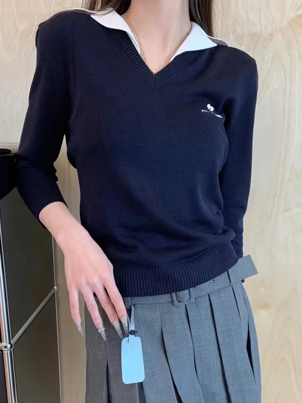 

Вязаный свитер Sweet Sle V-Ne f Sve Верхний шерстяной топ Тонкий ор Длина Цвет Faion Женская трикотажная одежда