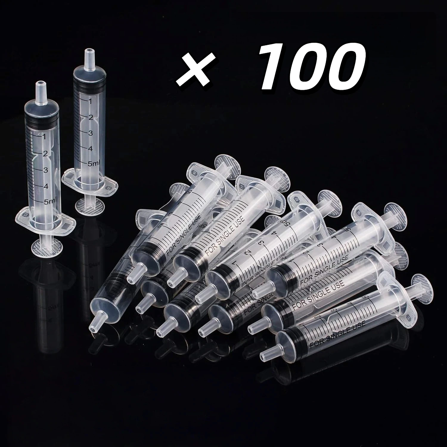 5ml 100 Pack Plastic Syringe with Graduation Marks, for Measuring, Watering, Refilling, DIY and Lab Use