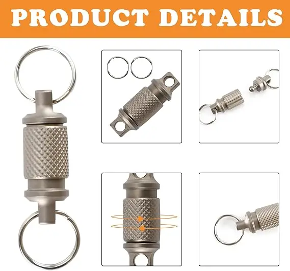 EDC Titanium Alloy Keychain Quick Release Buckle 360 ° Rotation Mini Portable Connector Tool With Stainless Steel Keyring
