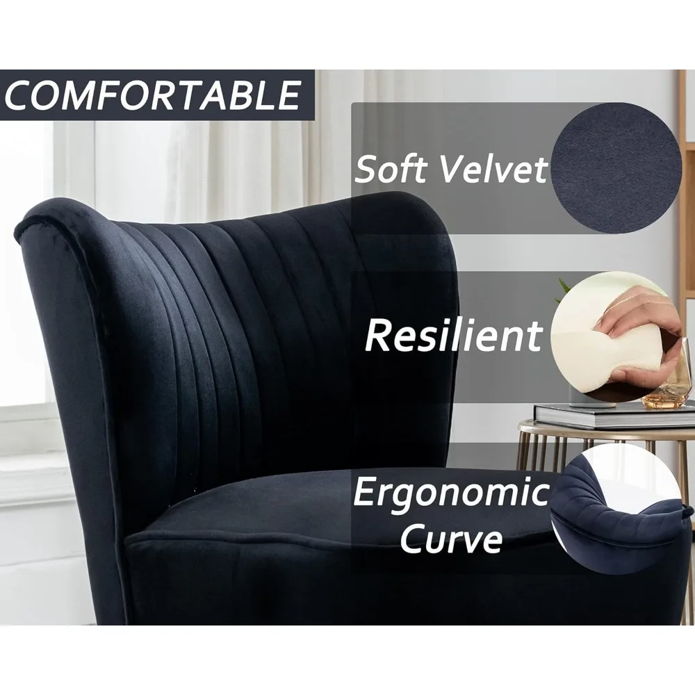 

2-piece Velvet Upholstered Chair Set, Comfortable Living Room Chair, Mid-century Style Armchair, Gold Legs
