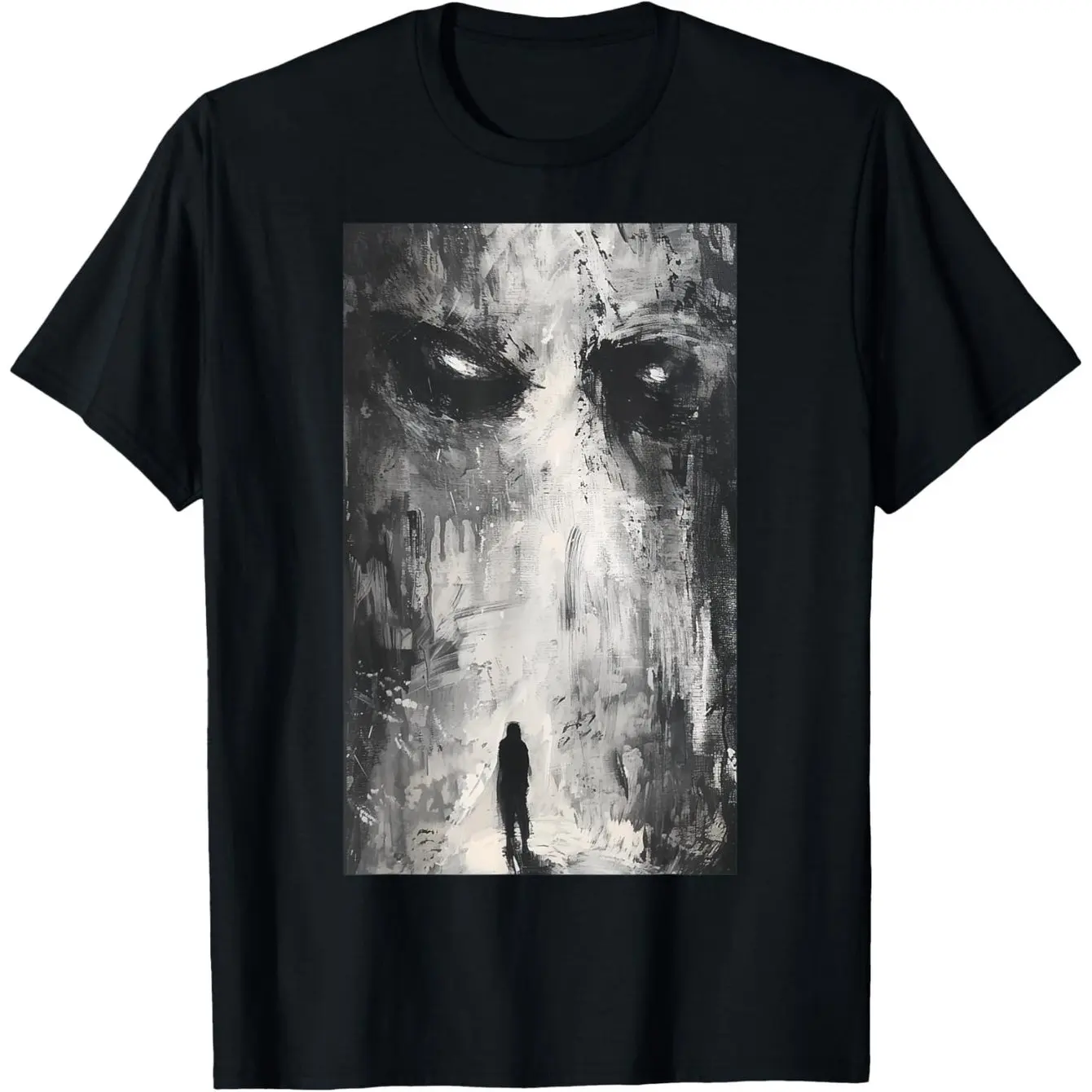 

Men Gothic Horror Art T-Shirt Cotton Loose Fit Casual Tee with Evil Grunge Aesthetic Dark Demon Path Graphic Print Men Clothing