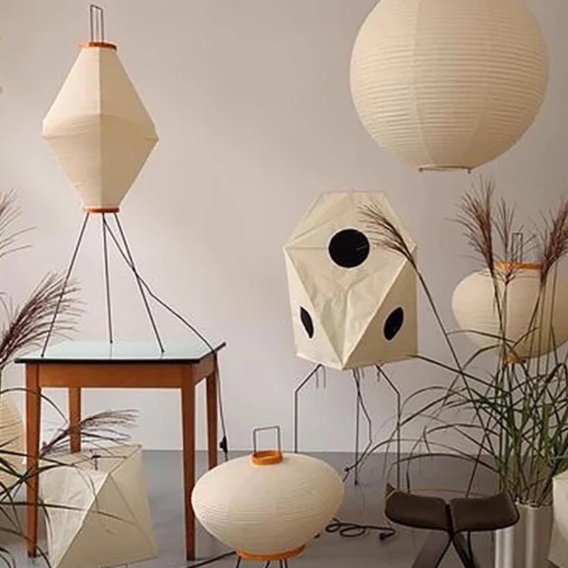 

Japanese rice paper dining room floor lamp, Nordic wabi-sabi zen living room bedroom lamp