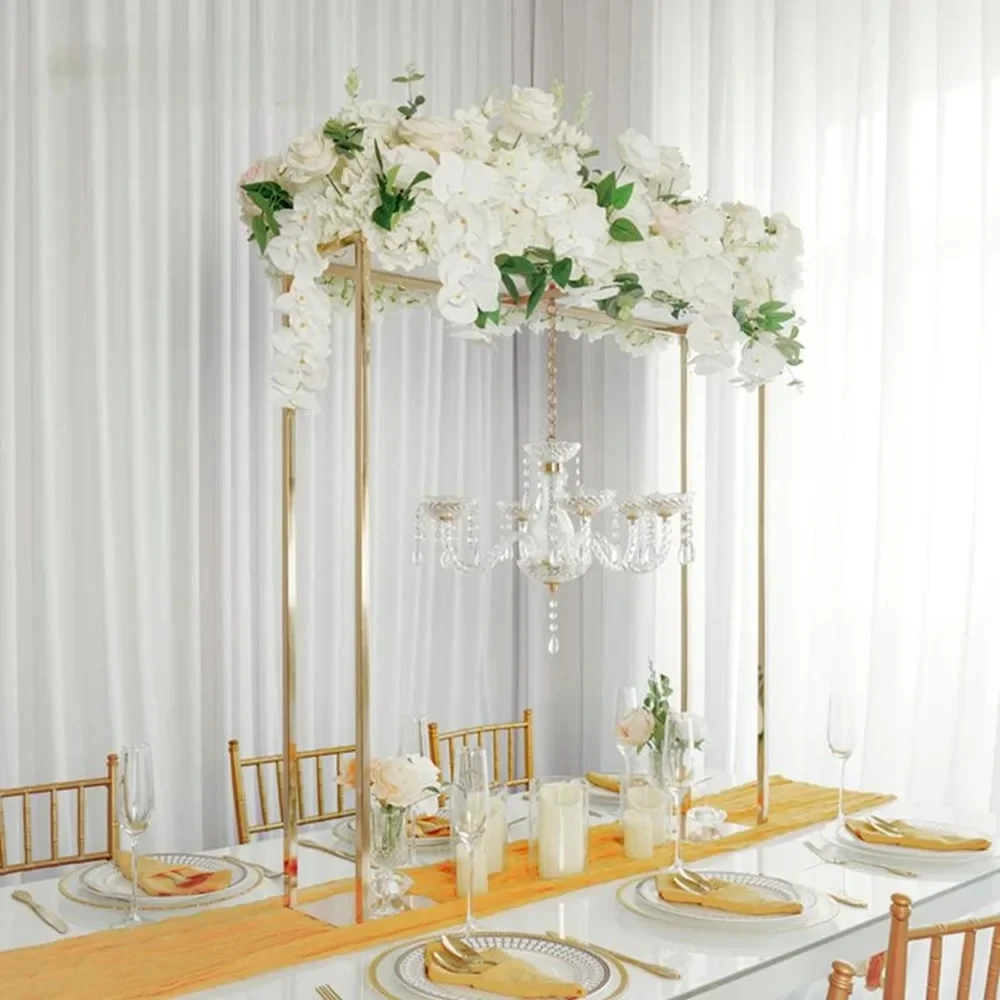 5 Stück Goldene Geometrische Blumenständer für Hochzeitstischdekorationen, Luxuriöse Geburtstagsparty-Deko, Eisenvase für Eventdekorationen – Detail 4
