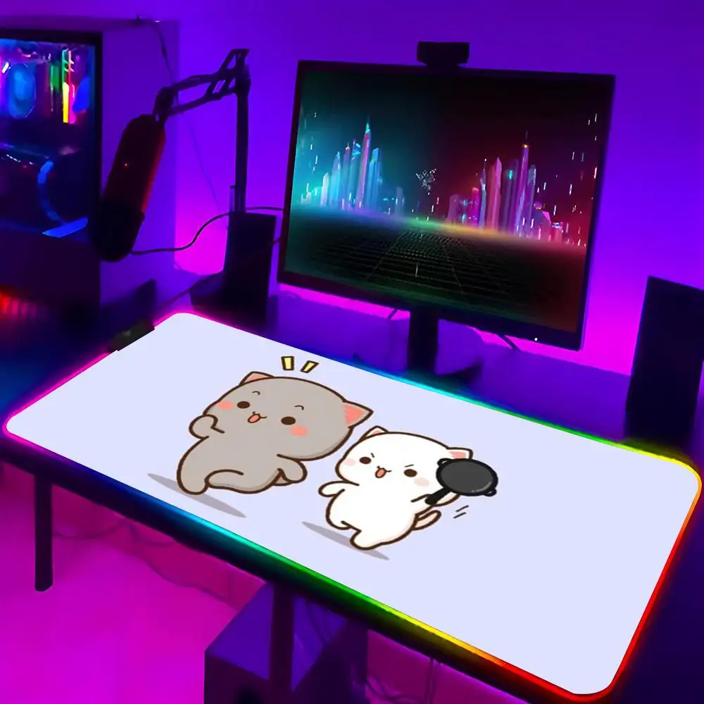 Коврик для мыши Peach Mochi Cat Xxl, безопасный коврик для ноутбука, игровой коврик для мыши RGB с подсветкой, клавиатура для геймера, настольные коврики для девочек, настольная панель Коврик для мыши Peach Mochi Cat Xxl, безопасный коврик для ноутбука, игровой коврик для мыши RGB с подсветкой, клавиатура для геймера, настольные коврики для девочек, настольная панель